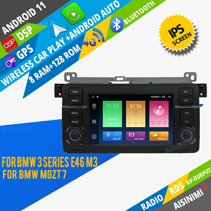 

AISINIMI Android Car Player For BMW 3 Series E46 MGZT 7 (1998-2001) radio Car Audio Gps Stereo Monitor 7" screen carplay auto