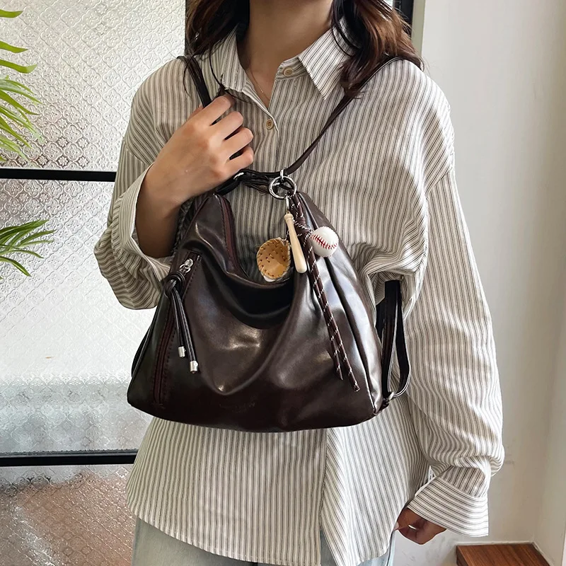 

Women's Backpack Pu Leather Large Back Pack for Women 2025 Fashion Korean Ladies Underarm Bag Female Simple Shoulder Tote Bags