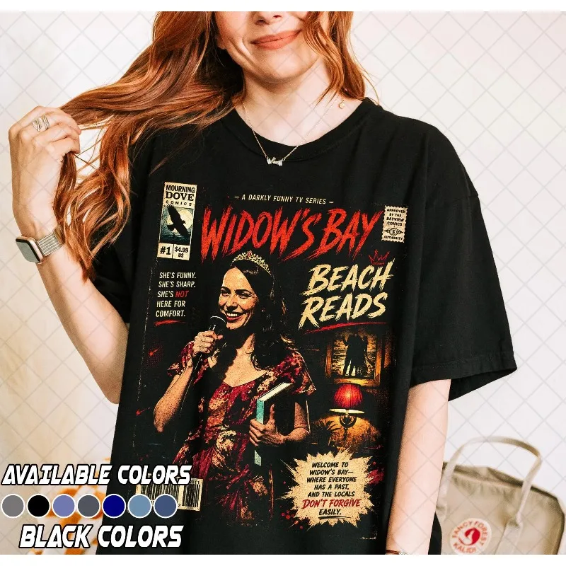 Widow Bay Beach Reading Theme T-shirt, Horror TV Drama Theme Women's T-shirt Summer New Unisex High Street T-shirt