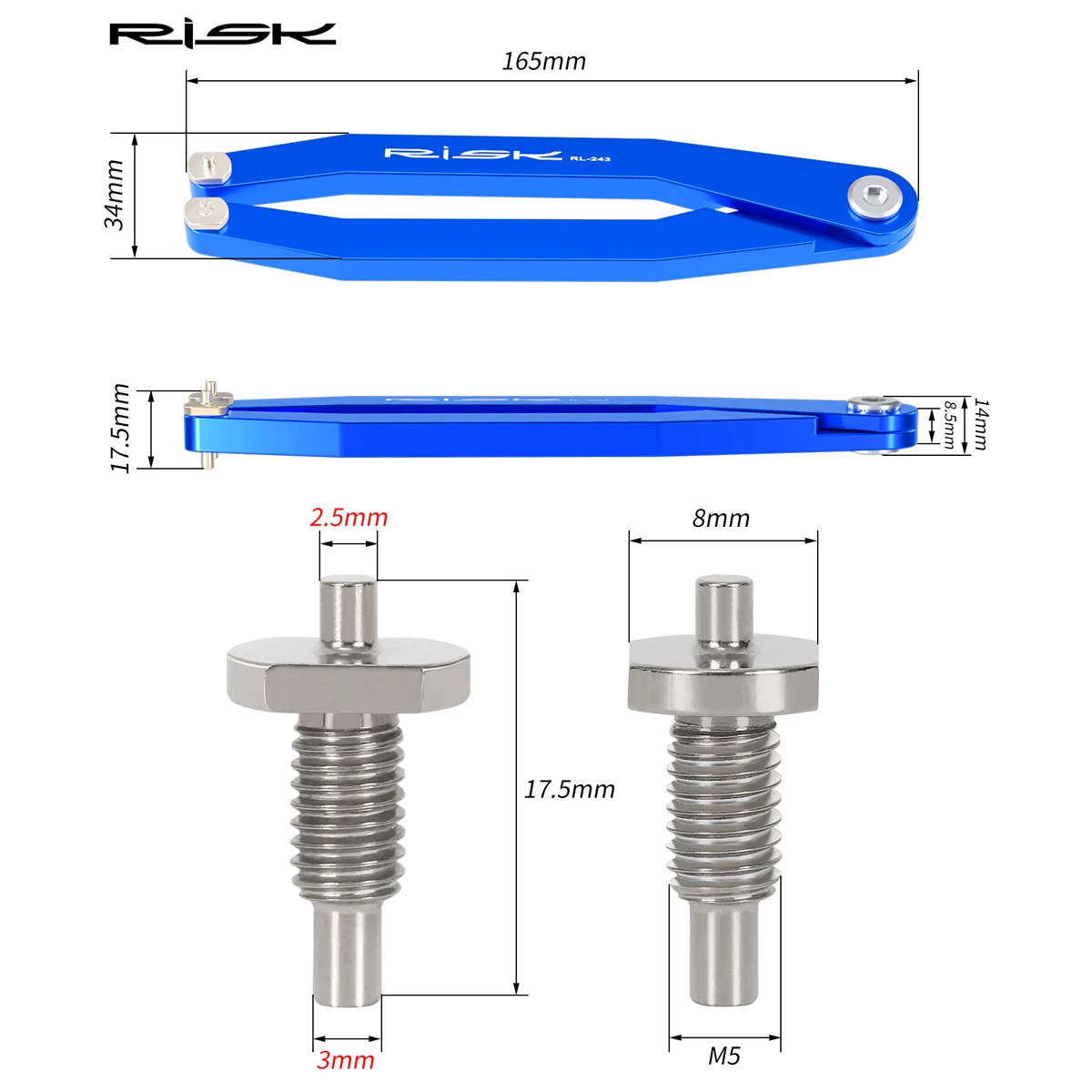 RISK Bike Crank Arms Cap Pin Spanner Adjustable Tool Bicycle Hub Bottom Bracket Freewheel Pin Wrench For NX/GX DUB