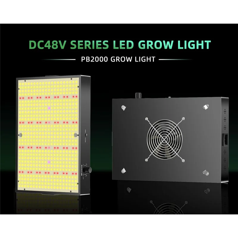 ABBP-200W PB2000 LED 성장 빛 전체 스펙트럼 Withdimmable 무음 팬 Forindoor 식물 꽃 야채 묘목 조명 US Plu
