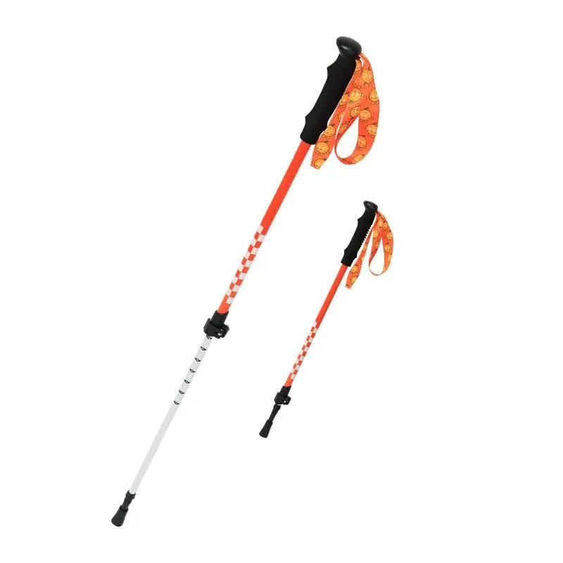 

Outdoor children's hiking poles made of aluminum alloy are super lightweight and hand in hand with telescopic anti slip climbing