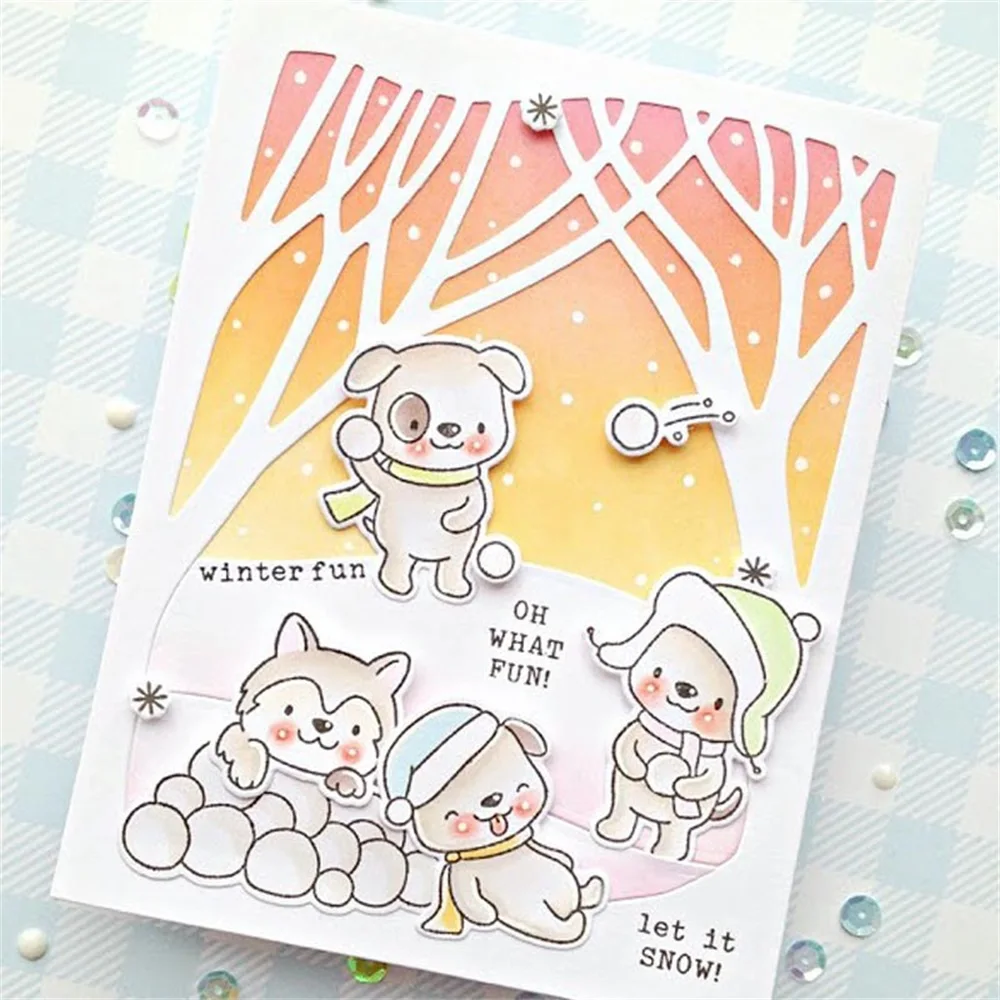 Winter Woods Overlay Cutting Dies For DIY Scrapbooking Album Christmas Card Making Decoration Paper Craft Metal Die Cuts Knife