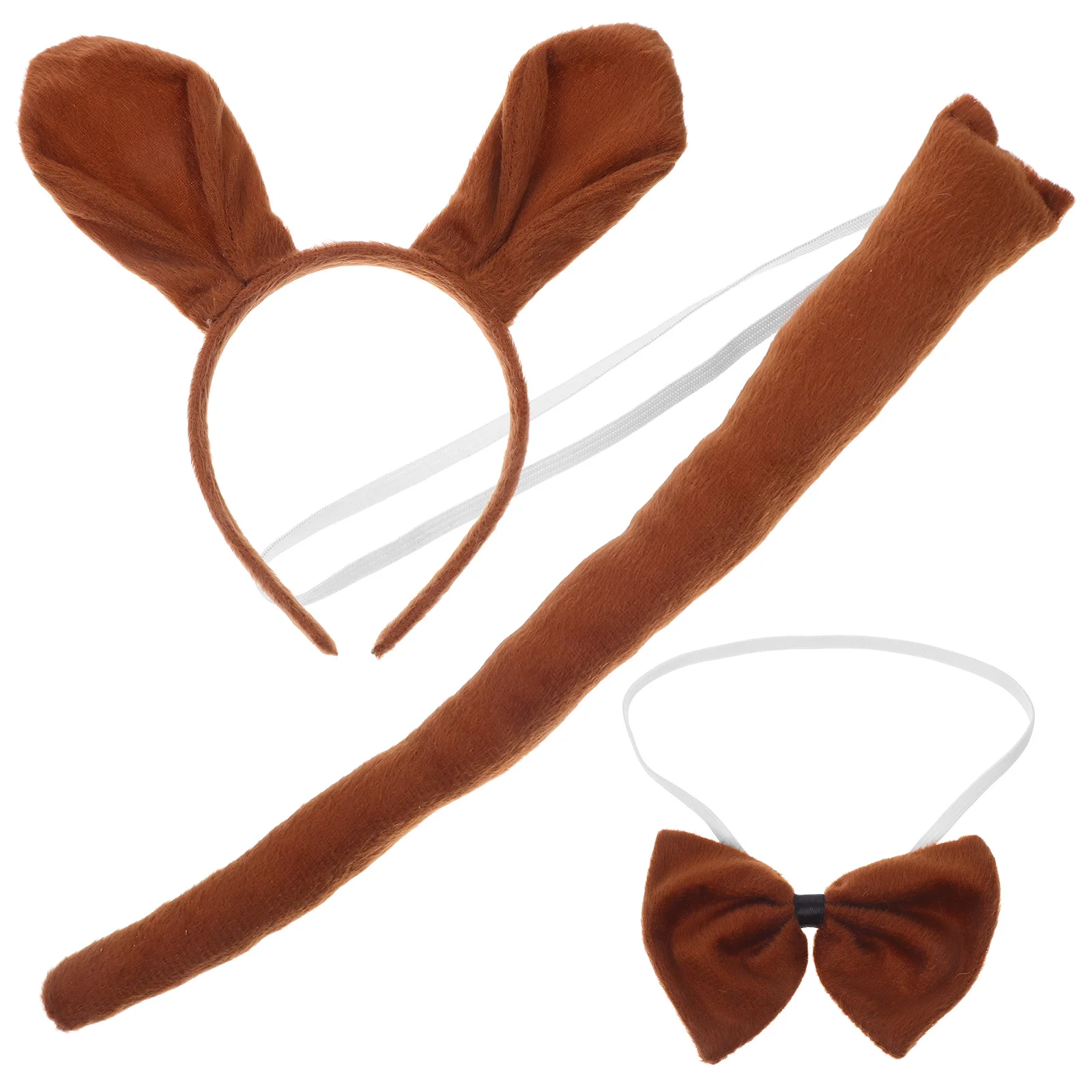 3개 세트 댄스 파티 장식 짧은 머리띠 나비넥타이 꼬리 키트 어린이용 동물 의상 세트 공연 의상 브라운