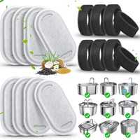 8 Pack Replacement Filters Pre-Filter Sponges Set for Stainless Steel 108/3.2L& 67oz/2L Adjustable Water Flow Pet Water Fountain