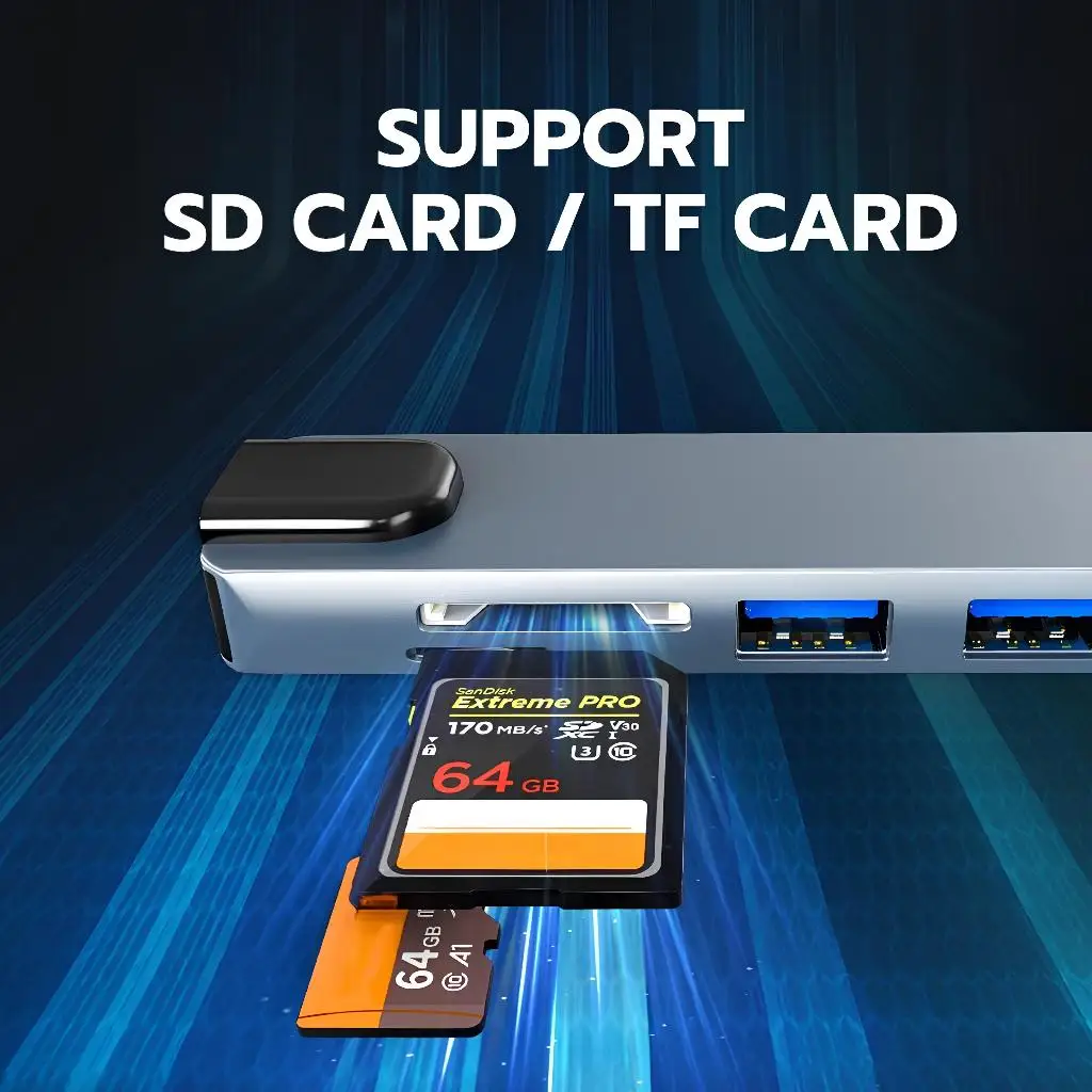 8 IN 1/6 IN 1 Hub Converter Adapter Type-C to 4K HDMI USB3.0 RJ45 SD/TF USB-C PD100W Docking station