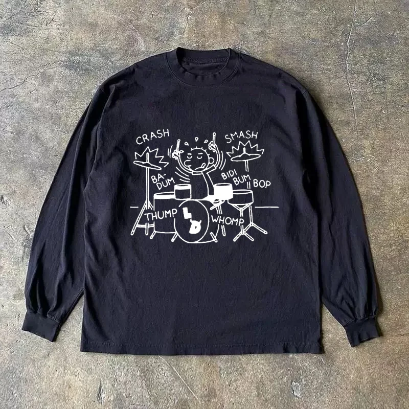 Long Sleeve 310 Pure Cotton Men's T-Shirt Upward Hero Non-Light American Style Couple's T-Shirt Youth Loose Fit Printed Tee
