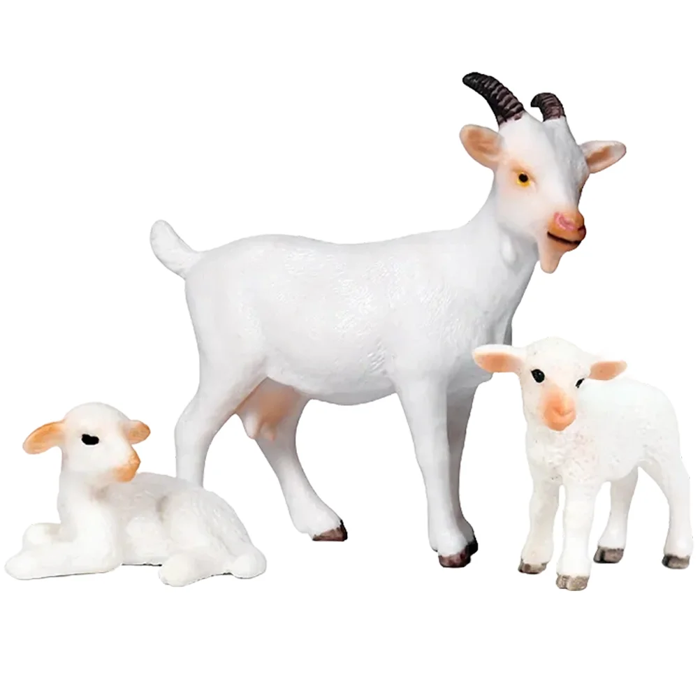 3 Pcs Imitation Sheep Toy Toys Animal Figurines Statues Decors Plastic Models Child for Kids