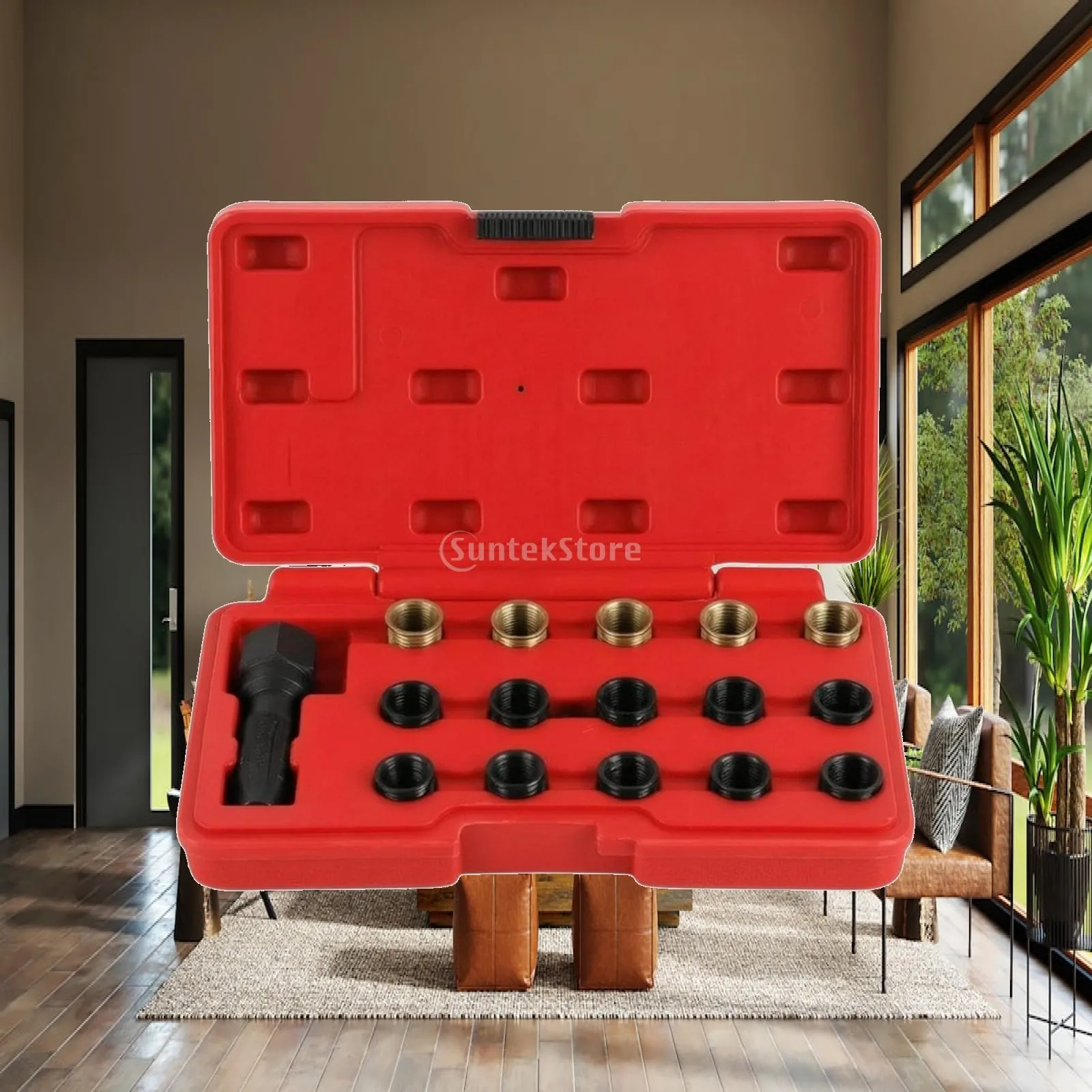 Spark Plug Thread Repair Kit Heavy Duty Rethreading Set Tool with Storage Case for Automotive Garage