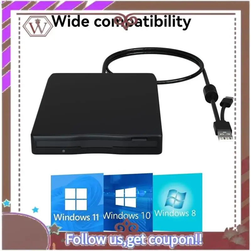 ABBG-USB Floppy Disk Reader Floppy Disk Drive Dual Interface External USB C Floppy Disk Drive For PC Laptop Notebook Desktop