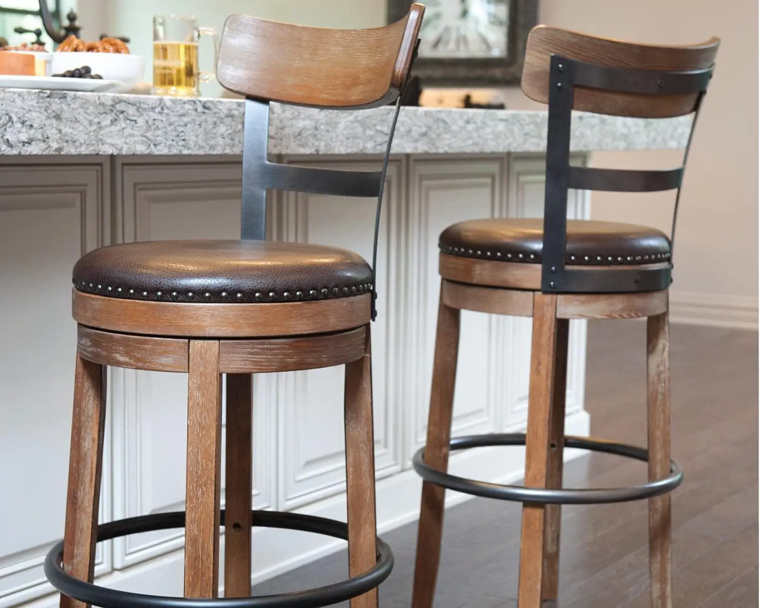 30 Modern Swivel Pub Height Barstool, Light Brown