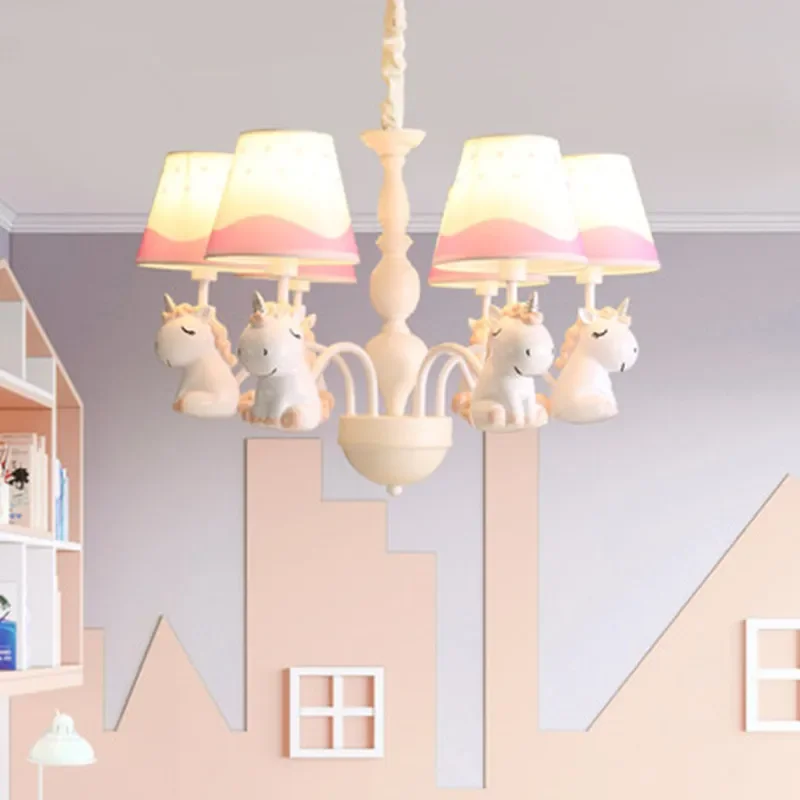 Cartoon Pegasus chandelier boys girls bedroom children's room light Nordic Mediterranean Garden and lovely Hanging Lamps Fixture