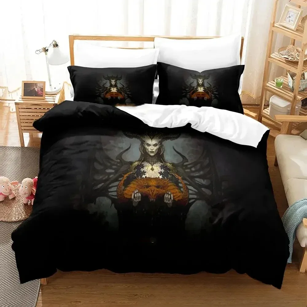 3D Print Diablo IV Game Bedding Set Duvet Cover Bed Set Quilt Cover Pillowcase Comforter king Queen Size Boys Adult Bedding