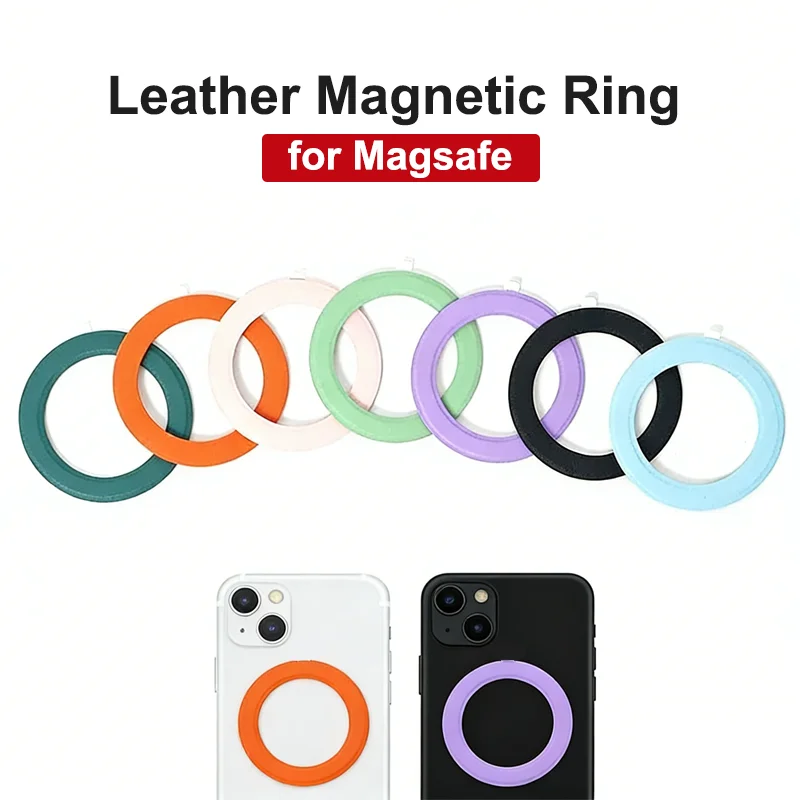 

Leather MagSafe Ring Plate Magnetic Metal Sticker for Wireless Charging & Magnet Car Holder Compatible IPhone Series