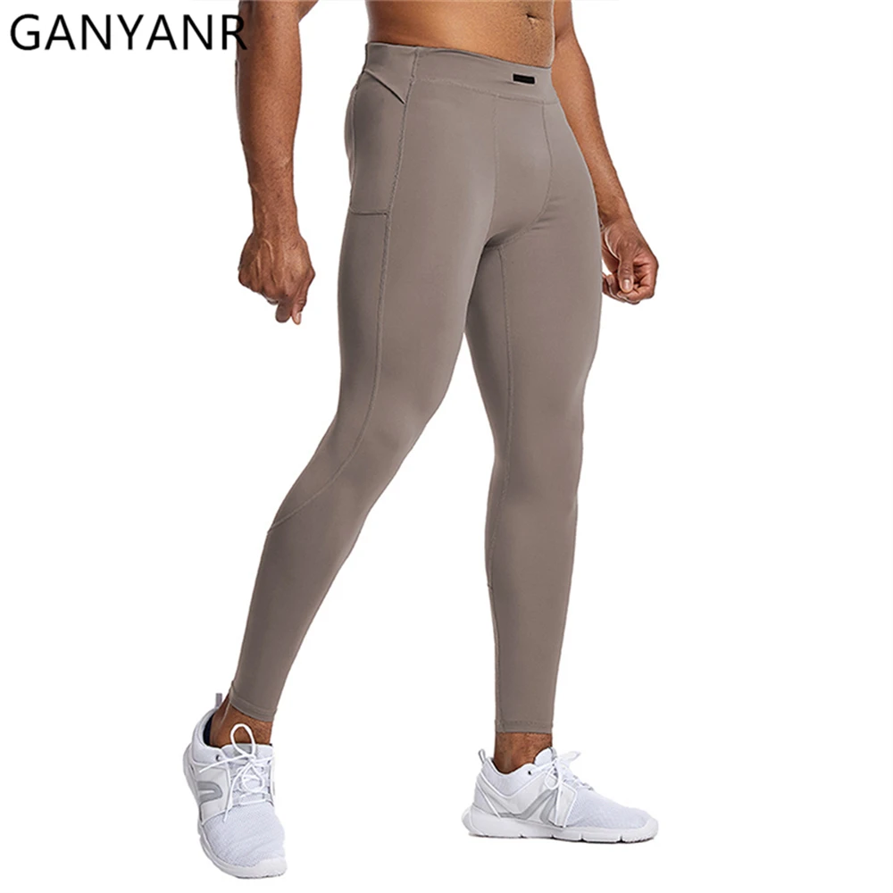 

GANYANR Compression Pants Men Running Tights Sports Leggings Fitness Sportswear Gym Trousers Training Crossfit Workout Football