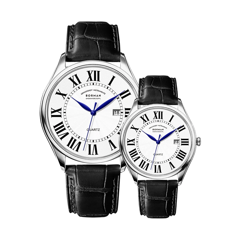 

BORMAN BM3865 Новые модные кварцевые часы для пар с датой, роскошные часы с бриллиантами для мужчин и женщин, водонепроницаемые наручные часы из нержавеющей стали