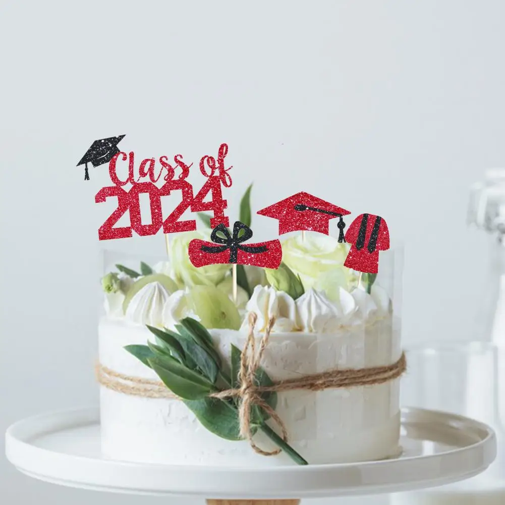 Graduation Decoration Eco-friendly Graduation Cake Toppers 2024 Sparkling Table Centerpieces Party Decorations for Graduation