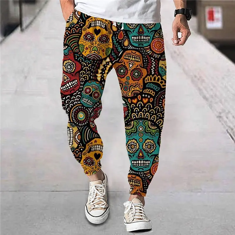 

Fashion Men's Casual Sweatpants Classic Versatile Sports Pants 3D Skull Print Trousers Vintage Street Men Clothes Joggers Pants