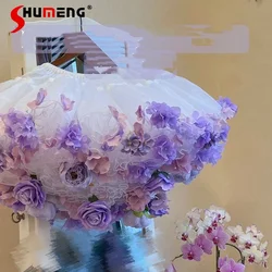 Korea Japanese Girl Handmade Colorful Flowers Petticoat Lolita Skirt Support Harvest Kawaii Short Dress Halloween Accessories
