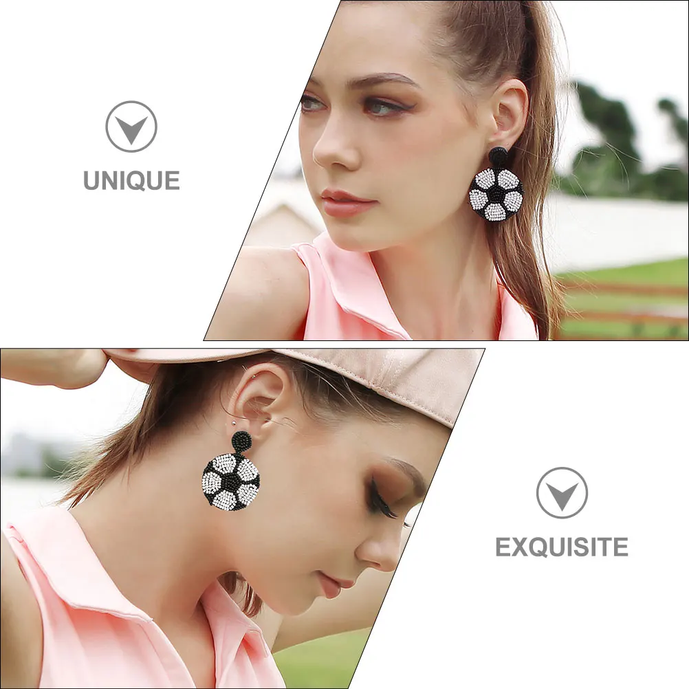 

Football Earrings Abstract for Women Manual Vintage Beaded Aesthetic Beads Pendant Sports Miss