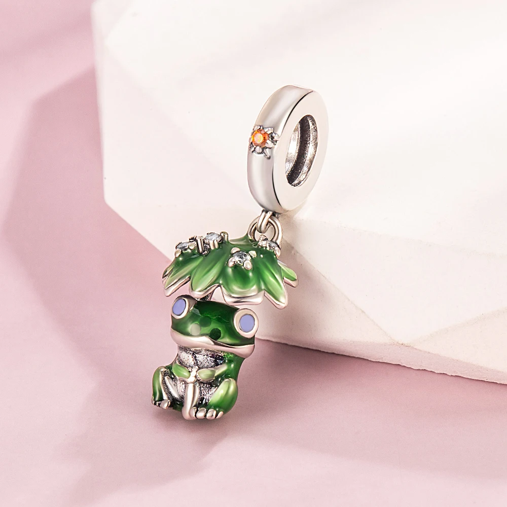Pan Charms Original Green Rain Frog Dangle Charm Bracelet Pendant Jewelry