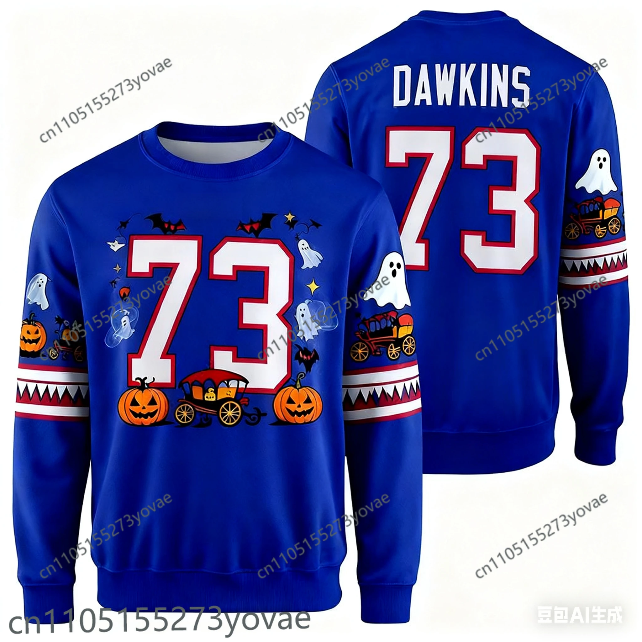 3D هالوين عيد الميلاد الكبار البلوز الجاموس كرة القدم الأمريكية جيرسي الرجبي جيرسي الرياضية التدريب جيرسي فواتير 73 رقم #4