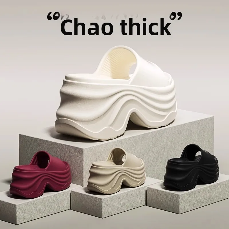 

Women's thick-soled height-increasing slippers, summer new style high-heeled anti-slip wear-resistant beach sandals
