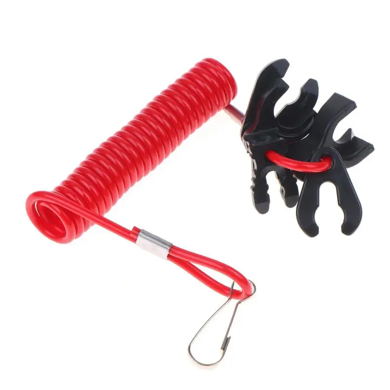 Stretchable 160cm Red Safety Lanyard Universal Kill Stop Switch with 6 Keys for Outboard Motor Boating Water Sports