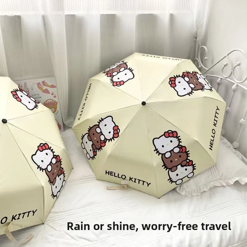 

Hello Kitty Three Candied Hawthorns Automatic Umbrella - Compact Foldable Sun Rain Dual-Use, UV Protection Sunscreen Umbrella