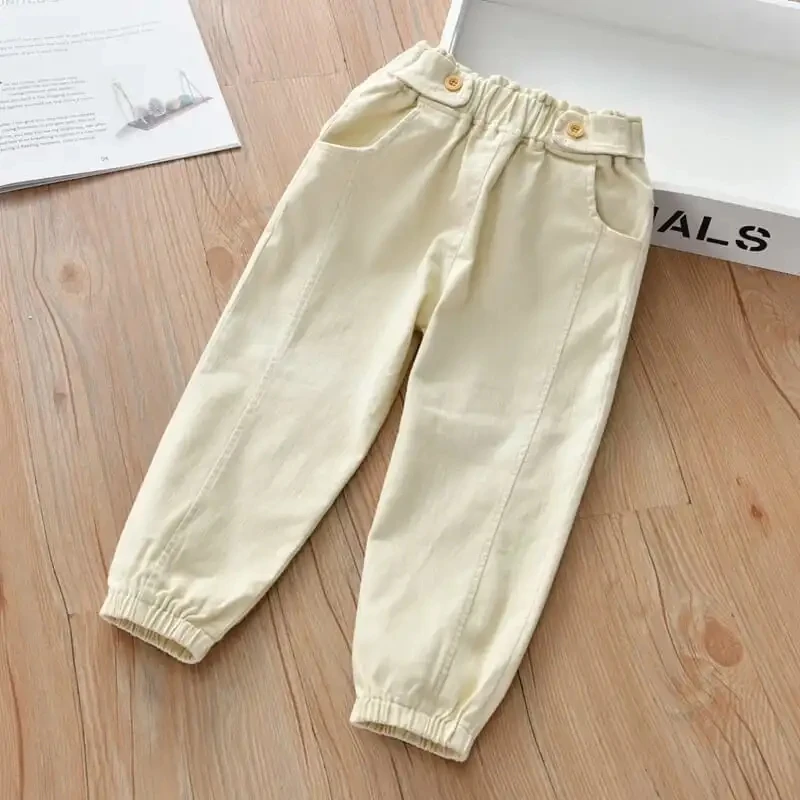 

2 4 6 7Y Girls Baby Pants Spring and Autumn Girls Trousers New Children's Outer Wear Thin Cotton Casual Pants