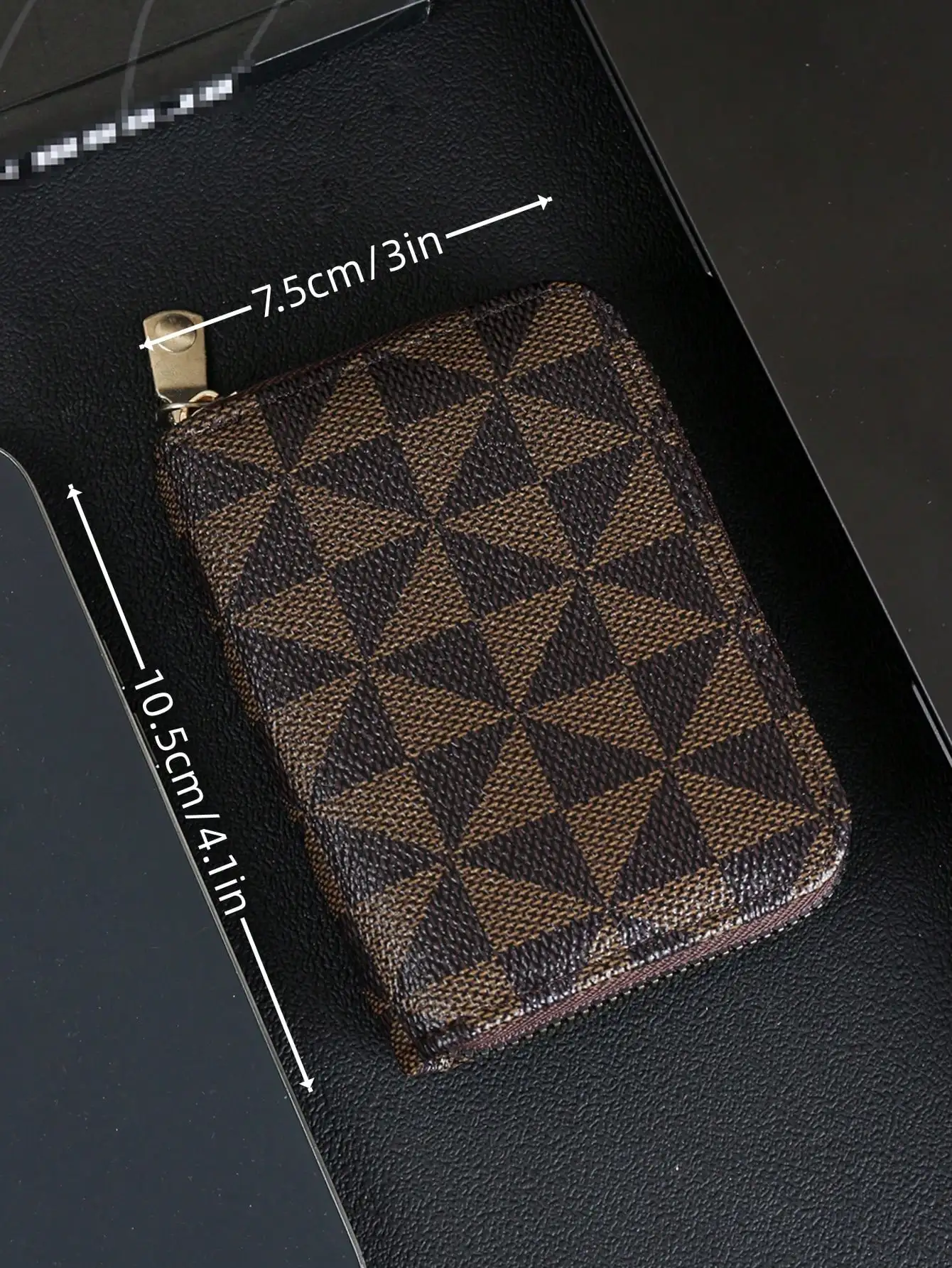 Stylish Checkered Pattern Card Holder - Vintage Zipper Small Wallet - Portable Lightweight Card Case for Men and Women