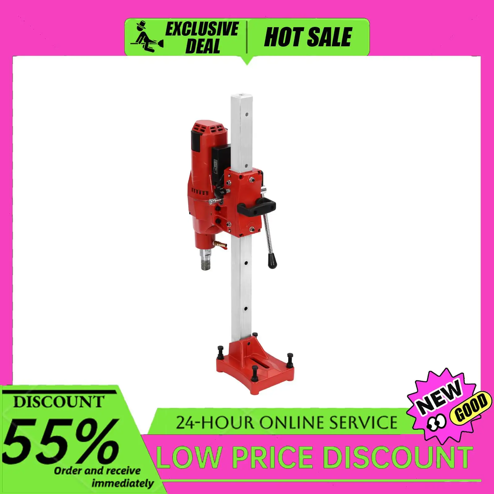 

4250W Diamond Core Drilling Machine 10in Max Diameter 3.3ft Depth Pure Copper Motor with Water Pipe for Concrete/Wall Drilling