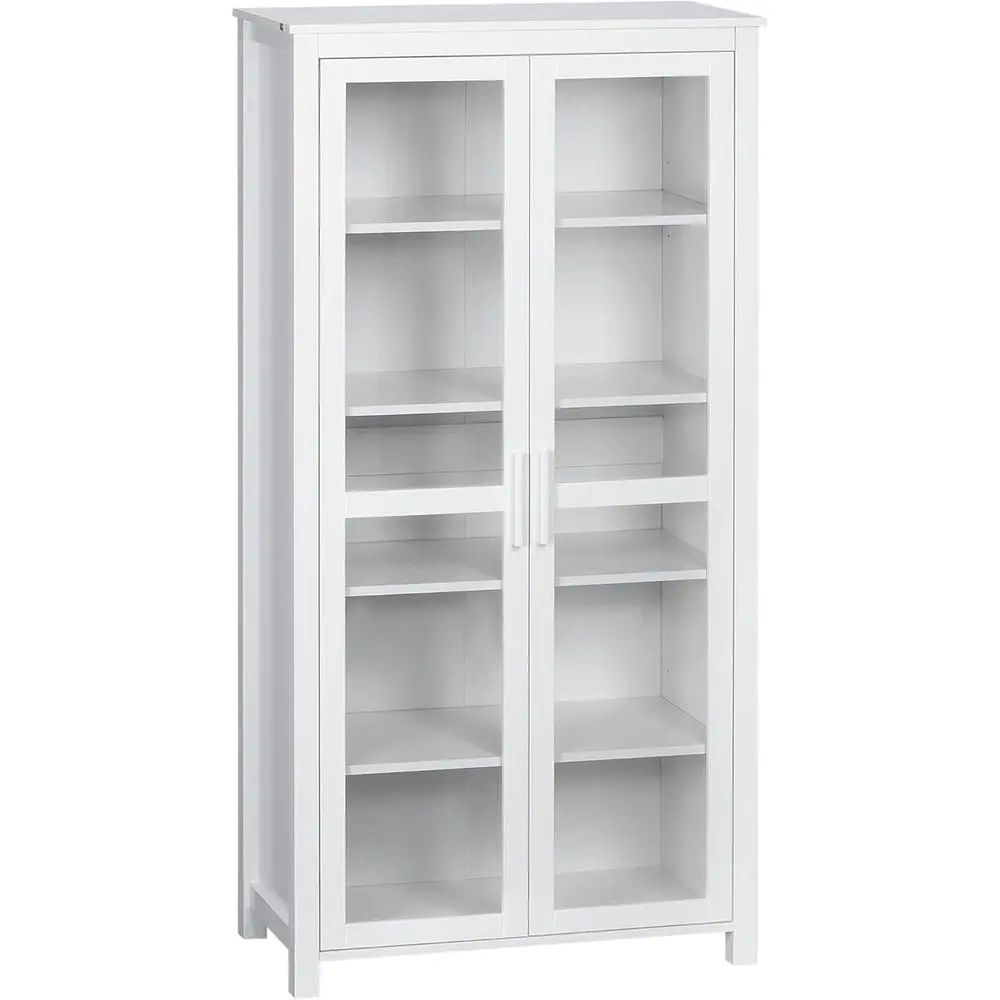 

Кухонный шкаф для кладовой, отдельно стоящий шкаф для хранения, витрина с 2 стеклянными дверцами и 2 регулируемыми полками для столовой