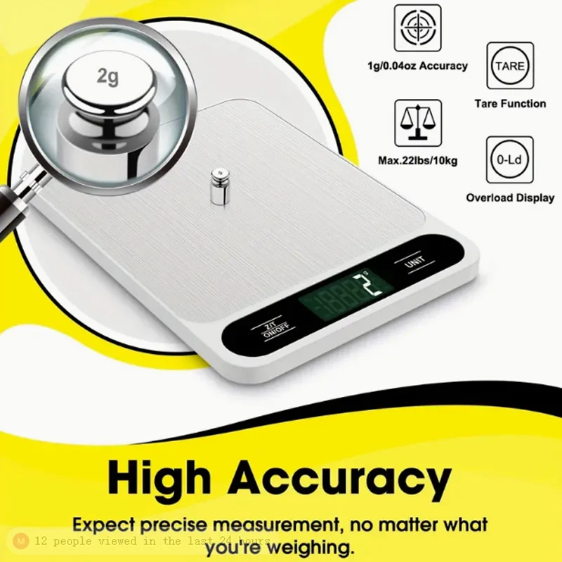 1pc Food Scale 22lb/10kg 5kg Digital Kitchen Scale Grams And Oz For Baking Cooking And Weight Loss 1g/0.04oz Precise Graduation