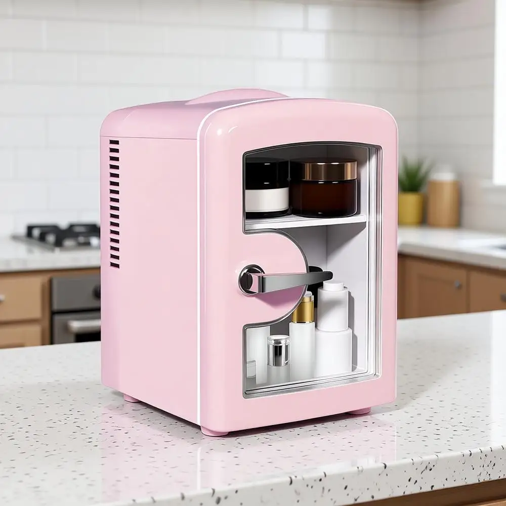 

Compact 4 Liter Refrigerator with Viewing Window - Pink