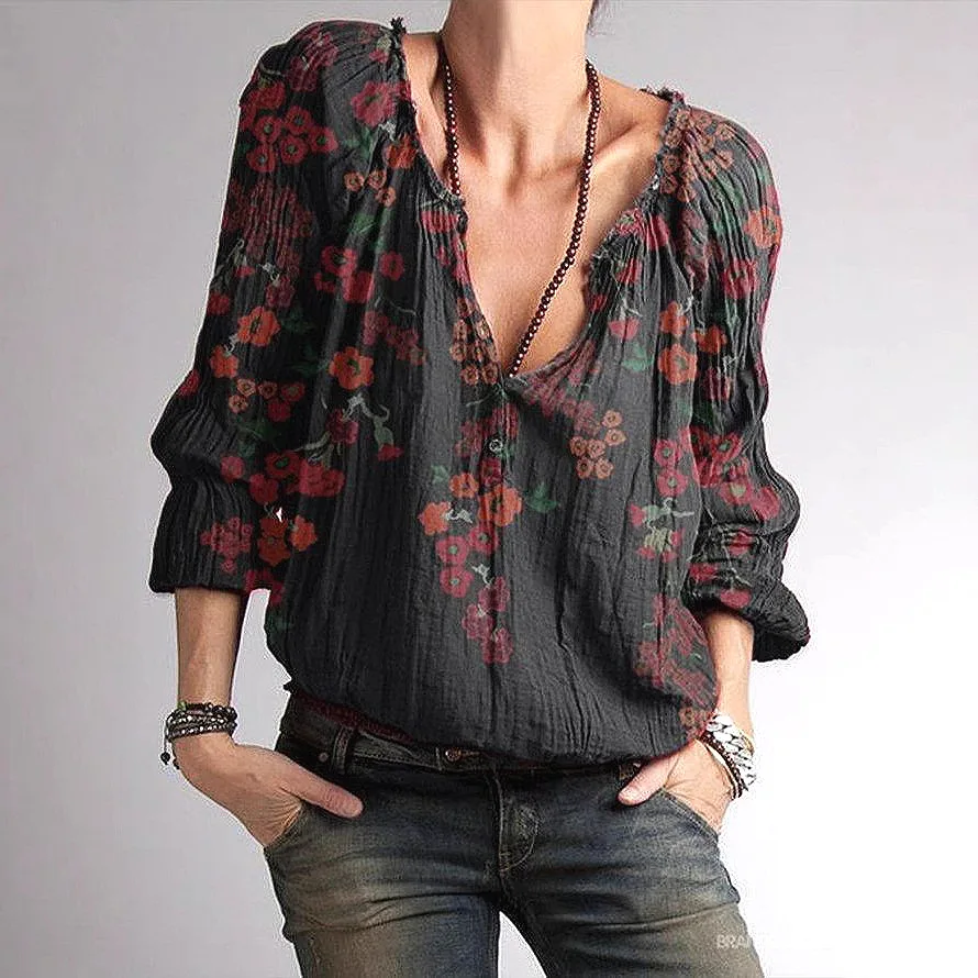 

Shirt women's long-sleeved loose-print top spring t-shirt fashionable simple luxury temperament elegant high-end holiday party d