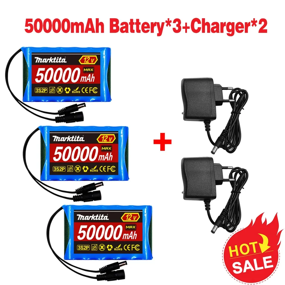 

NEW Portable Super 12V 50000mah Rechargeable Lithium Ion Battery Pack Capacity DC 12.6v 30Ah CCTV Cam Monitor + Charger