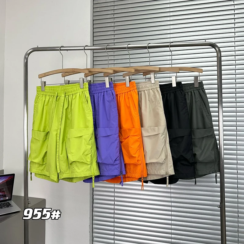 

Быстросохнущие легкие мужские рабочие шорты в американском стиле, повседневные летние спортивные шорты с множеством карманов, свободного кроя, молодежные