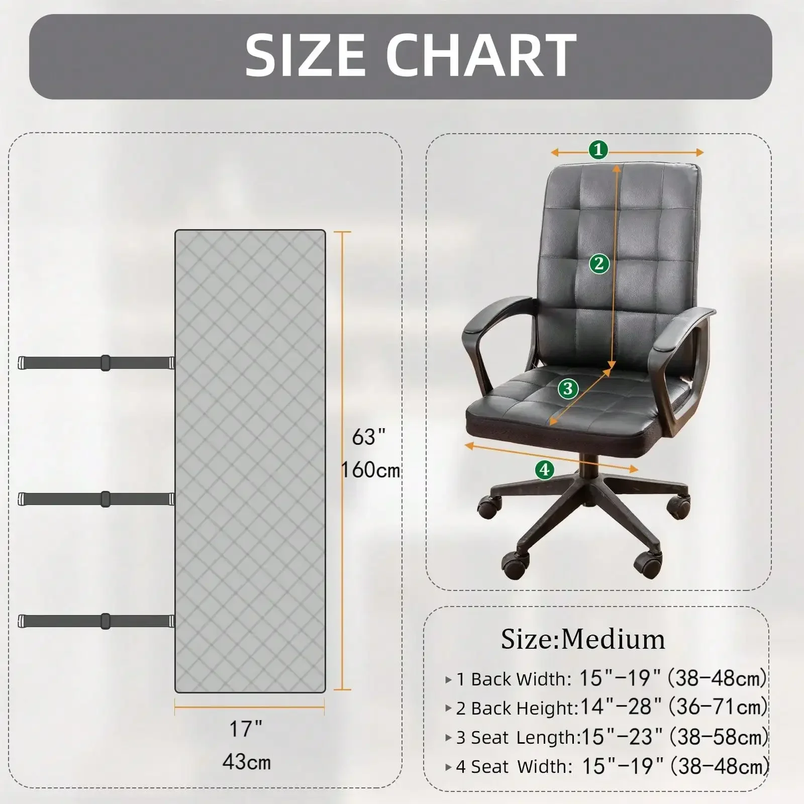 1pc Water-Resistant,Oil-Proof and Dust-Proof Chair Covers for Office Chairs, All-Season Universal Diamond-Grid Seat Covers