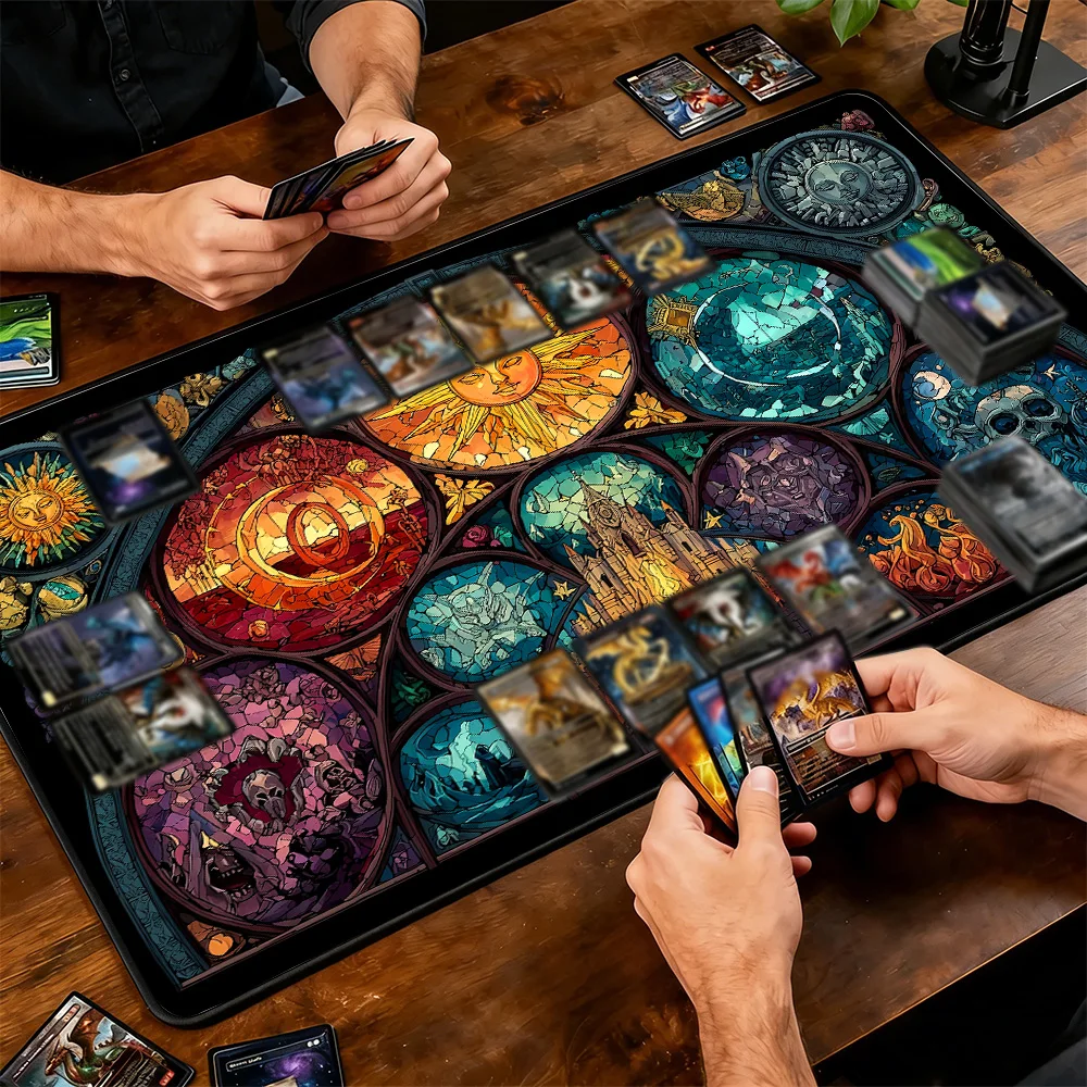 

Colored glass style skull pattern MTG Playmat Magic Card Battle Mat Non-Slip Durable 35X60CM Commander playmat tapete magic mtg