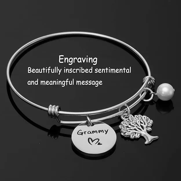 Grammys Gifts for Grandma Bracelet for Grandmothers Women Best Grammy Ever Gifts for Grammie Grandmother Bangle Bracelets