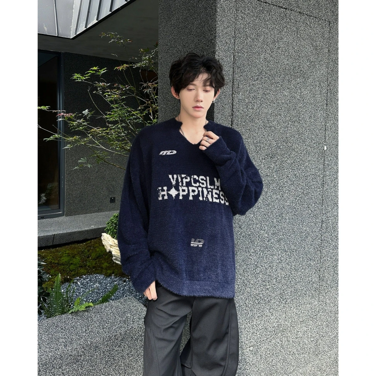 

American Retro V-Ne Knitwear Spor Men's Lazy High-End College Sle Spring Autumn Street Sle Loose Fit Long Sve Sweater