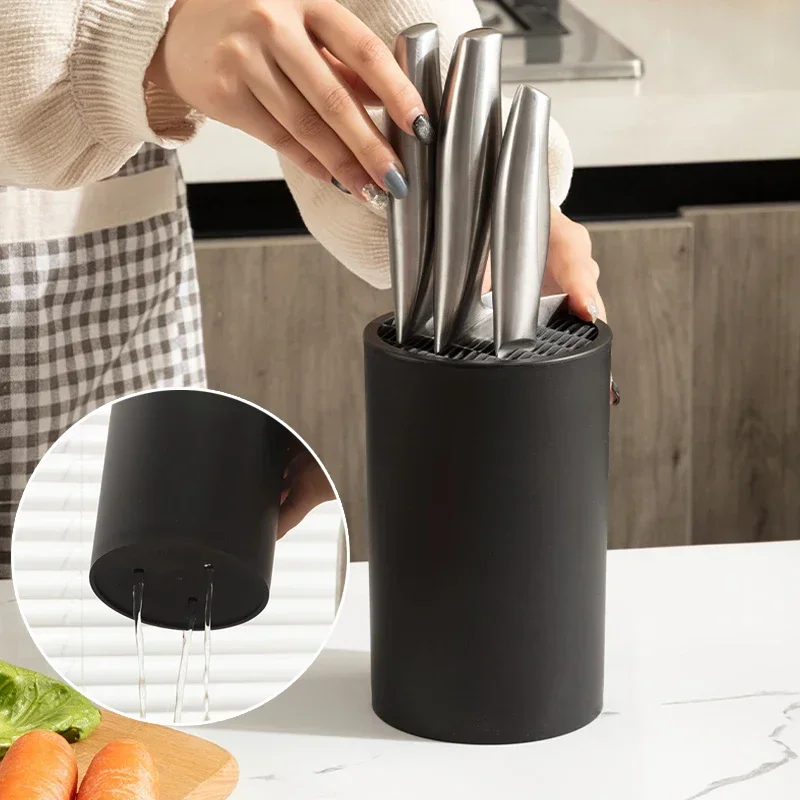 

Knife Holder Multi-purpose Utensils Kitchen Cutlery Storage Cylinder Storage Box Black Storage Rack Shelf For Knives