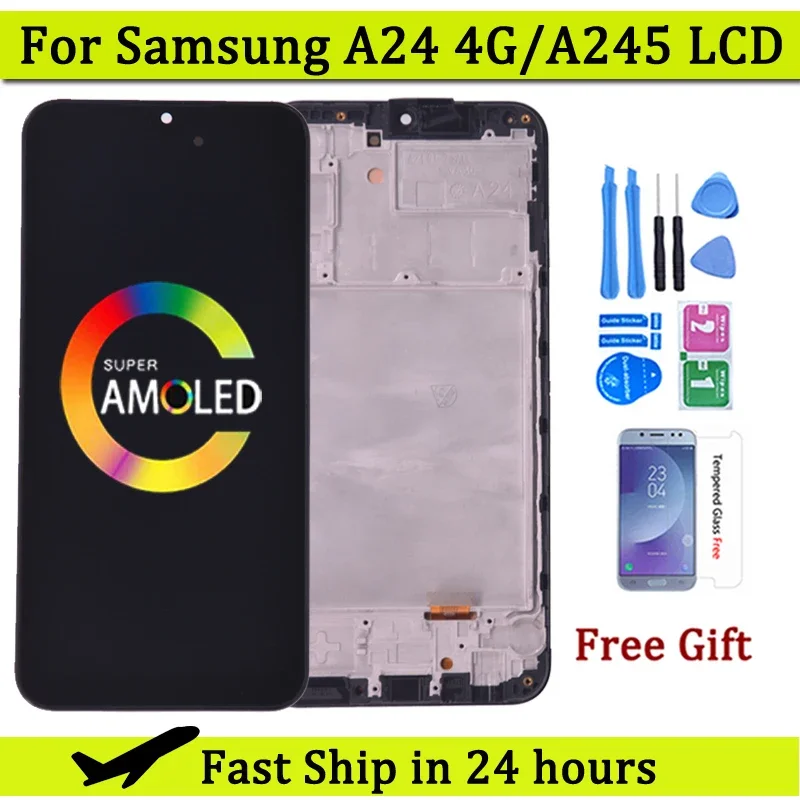 OLED A24 4G Screen For Samsung A24 4G A245 SM-A245F SM-A245F/DS LCD Display Touch Screen Digitizer Assembly