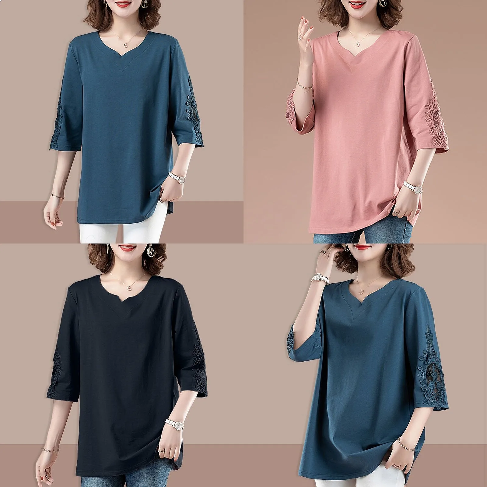 

Fashion V-Neck Spliced Embroidery Hollow Out Blouses Women's Clothing Spring Summer New Loose Casual Tops Commuter Shirts