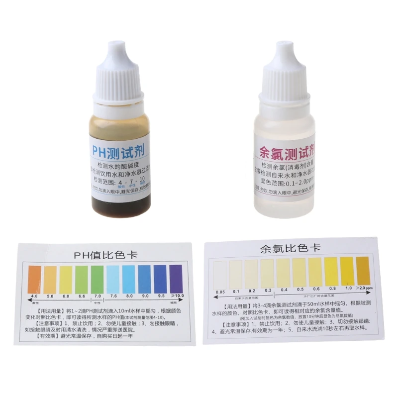 Bộ chất lỏng kiểm tra độ pH 10ml kèm thẻ kiểm tra cho vòi nước tại nhà và bể bơi nước giếng Thủy canh lỏng dễ vận hành Dropship