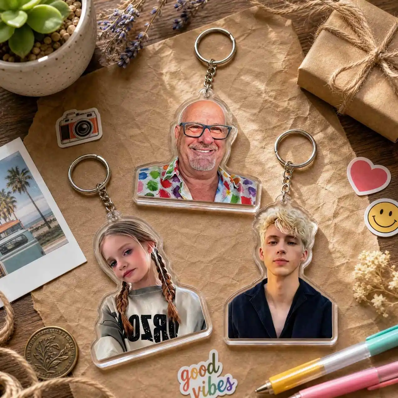 Custom Photo Acrylic Keychain Personalized Keyring Full Color Printed 10/20 Pcs Photo Gift Couple Family Birthday Keepsake