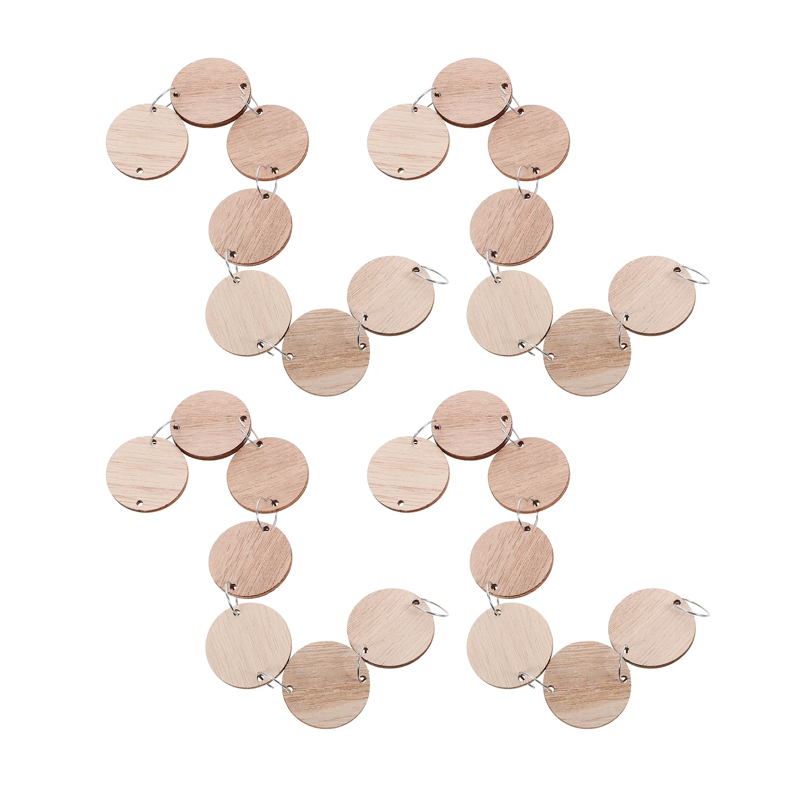 50 Pcs Hollow Out Retro Decor Round Tags with Holes Bamboo Wall Calendar Wooden Board