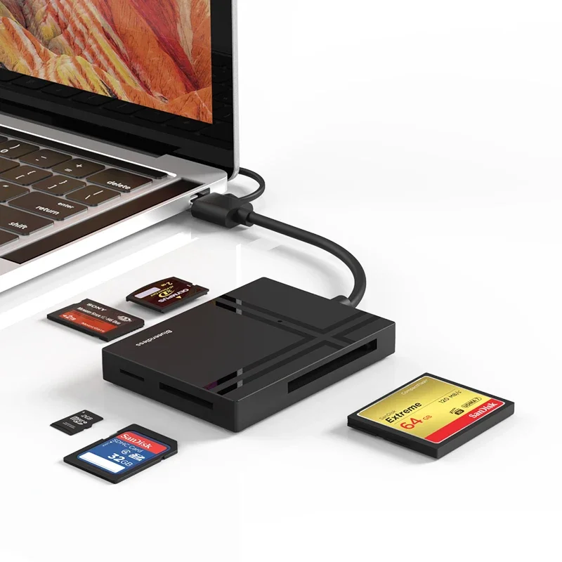 

UGREEN Card Reader 4-в-1 USB3.0 USB-C OTG to SD CF Micro SD TF MS Card Adapter для портативных ПК Windows macOS Карта памяти