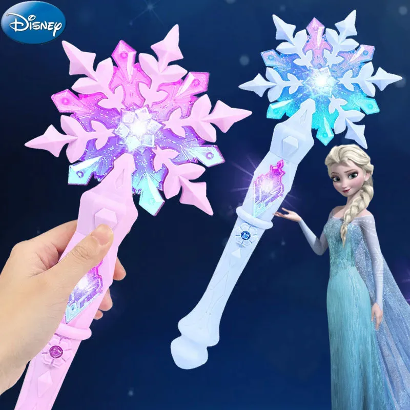 Disney Frozen Elsa Schneeflocken-Zauberstab mit Sound, leuchtende Anime-Cosplay-Requisiten, leuchtendes Kinderspielzeug, Elsa, Mädchen, Prinzessin, Weihnachtsgeschenke